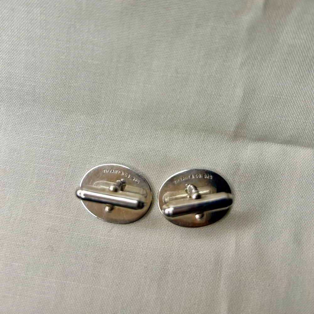 Authentic Tiffany & Co. NFL Sterling Silver Cufflinks with Box and Felt Pouch